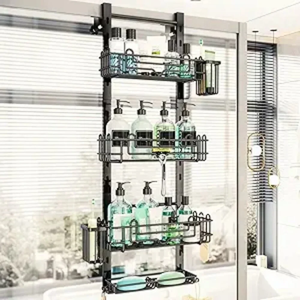 4 Tier Over the Door Shower Caddy, Hanging Shower Caddy with 22 Hooks